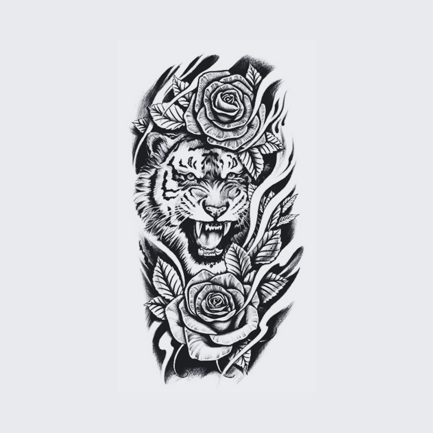 Tiger & Roses - Half Sleeve
